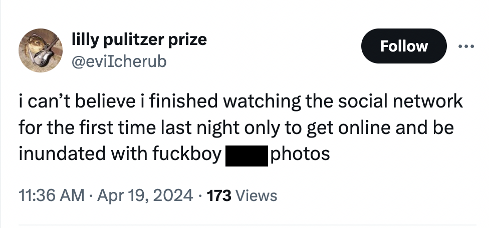 screenshot - lilly pulitzer prize ... i can't believe i finished watching the social network for the first time last night only to get online and be inundated with fuckboy photos 173 Views